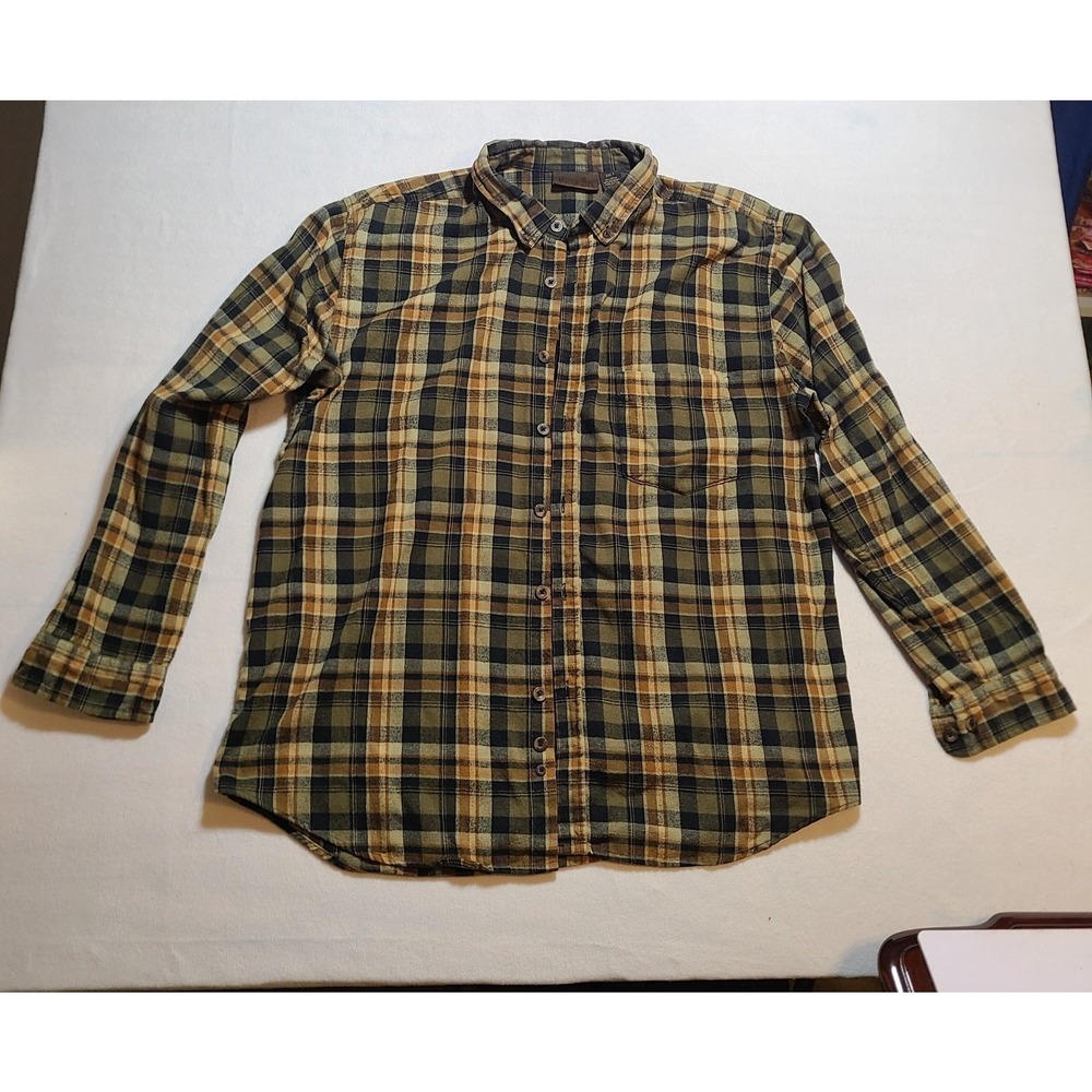 Marino Bay Flannel Brown Tan Men's Plaid Heavy Long Sleeve Button Down 2XLT